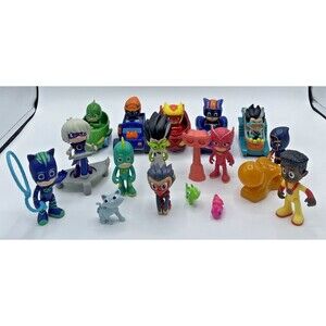 PJ Masks Toys Figures & Accessories, 5 Vehicles W/Figures Animals Lot Of 21 Pcs